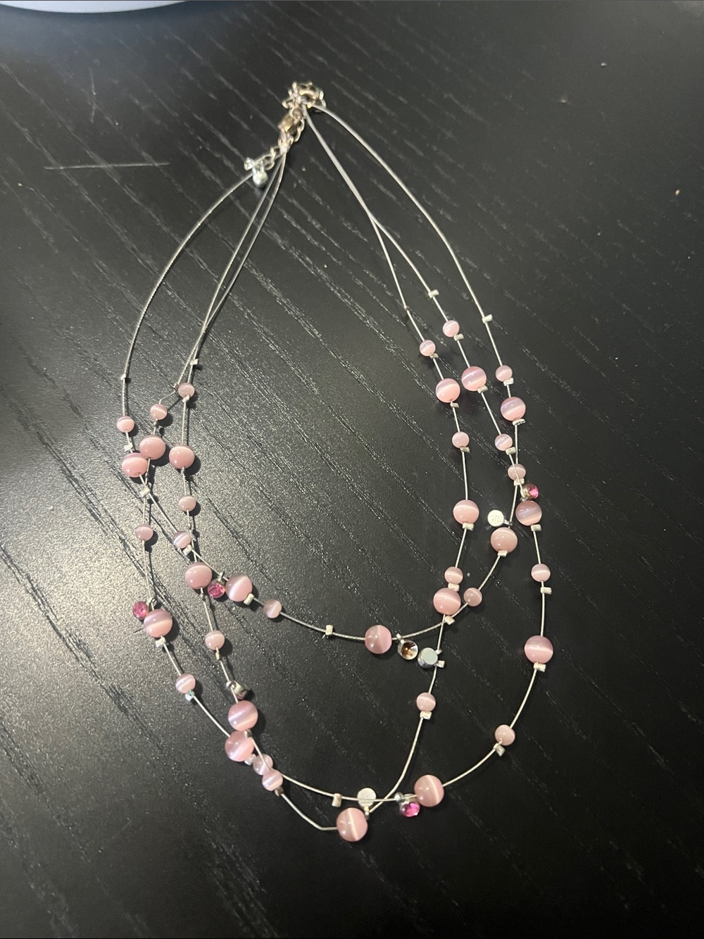 Delicate Multi-Strand Pink Bead Necklace